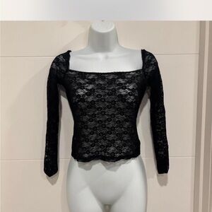 Brandy Black Lace Long Sleeve Top